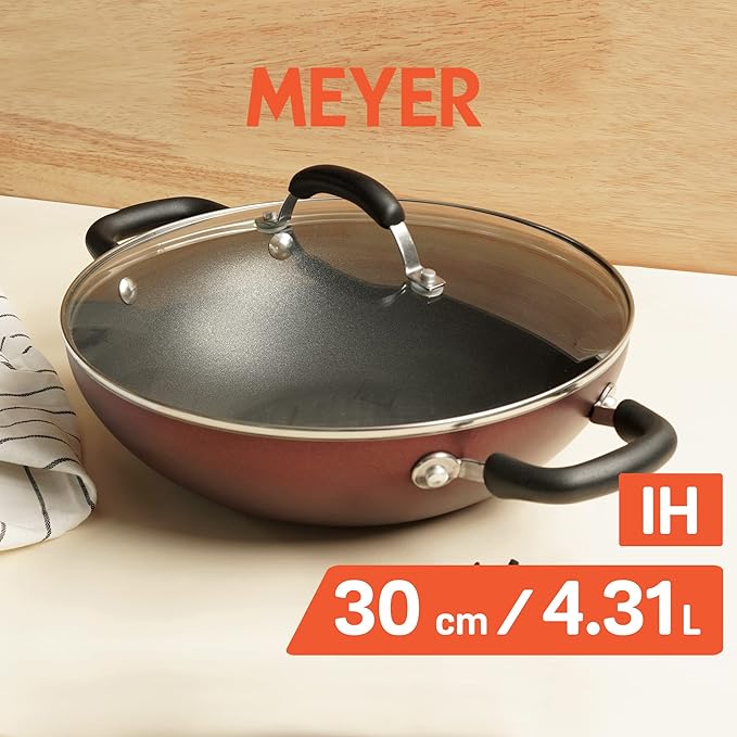 Merlot Aluminium Non-Stick Kadai, Kadhai with Glass Lid 30 cm/ 4.31 L