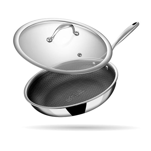 Hybrid Triply Frying Pan with Lid Stainless Steel, 1.8 L, 24 cm