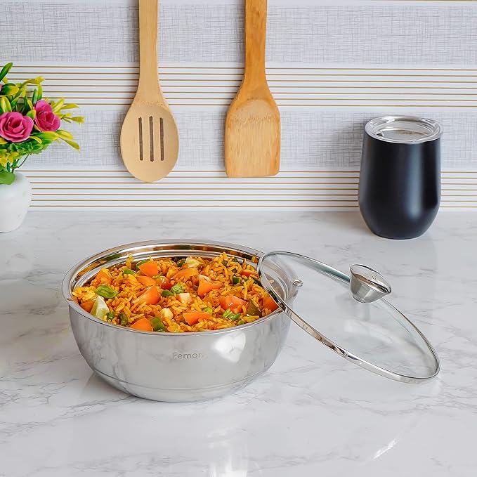 Stainless Steel Double Wall Insulated Curry Server Curry Bowls, 1500 ml, Set of 3