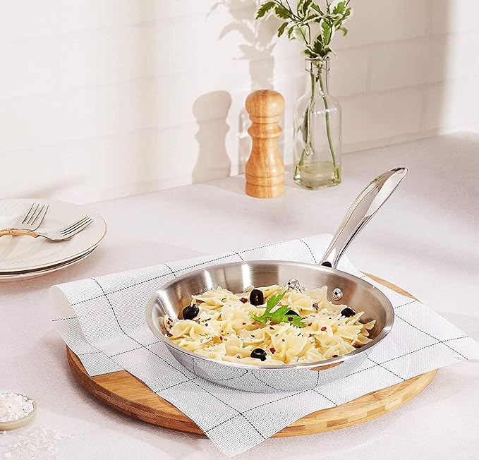 Femora Tri-ply Frying Pan 24 Cm Capacity 1.8 L Without Lid | Healthy Cooking | Induction Safe | Stain Resistant | Zero C