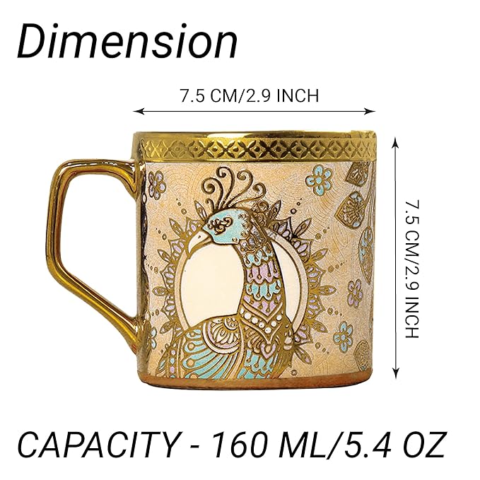 Bone China Gloden Tea Cup, Crowned Gold, 160 ml