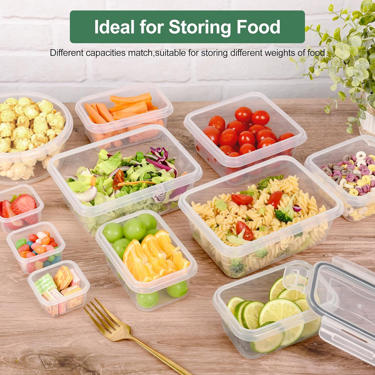 24 Piece Food Storage Containers, Meal Prep Containers with Leakproof Lid, Airtight Lunch Box, Microwave, Oven, Freezer & Dishwasher Storage Box Multiple Size, Transparent