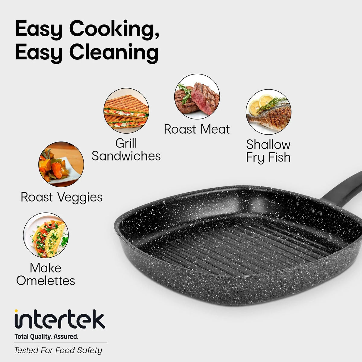 Non-Stick Aluminium Grill Pan 32 cm 3-Layer Coating PFOA Free Bakelite Handle
