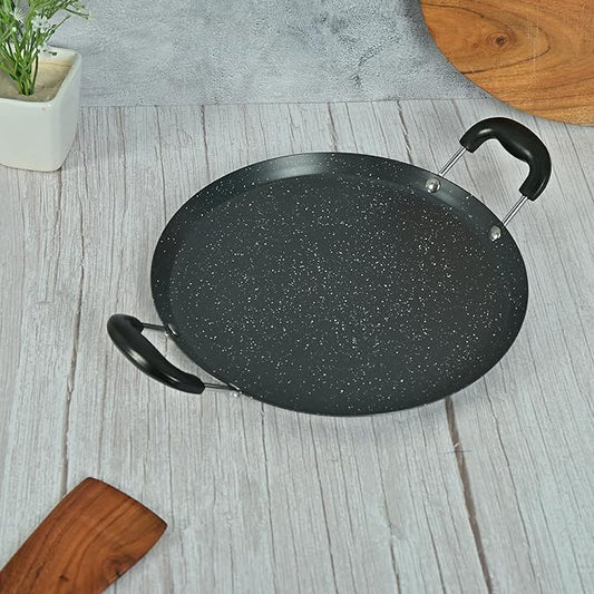 Carbon Steel 28 cm Dosa Tawa/ Comal Pan With Bakelite Handle, Heat Resistant, Black