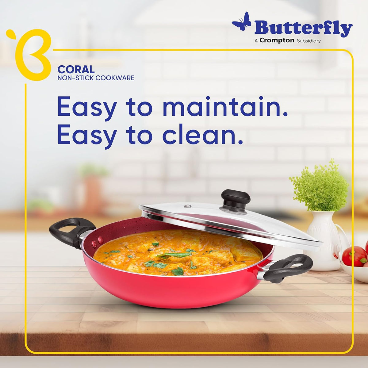 Coral DLX Granite Non Stick Kadai with Glass Lid, Premium Virgin Aluminium, Induction Base
