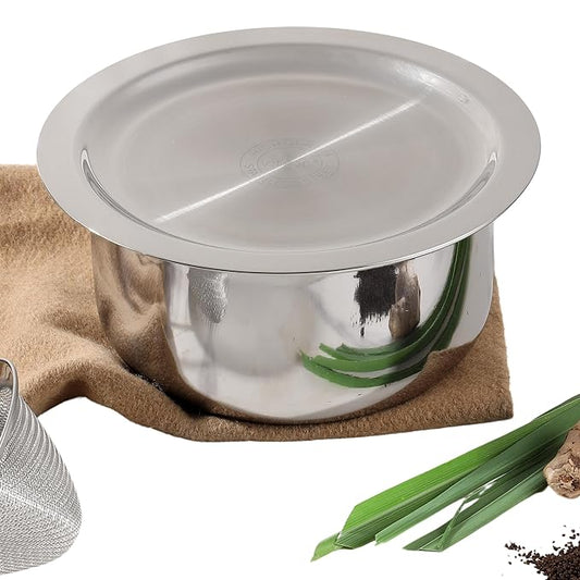 Triply Stainless Steel Tope with Stainless Steel Lid 1.7 L Capacity (16 cm Diameter) - Silver