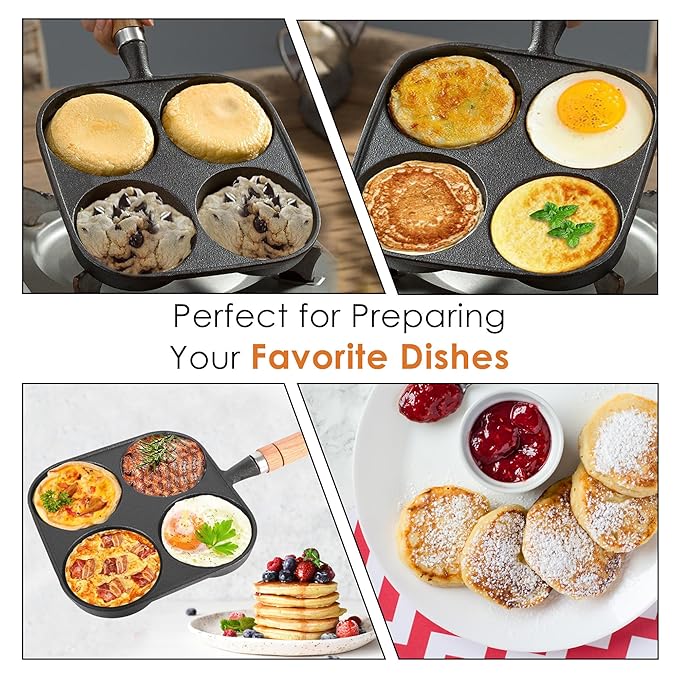 Stone Premium Pre-seasoned Cast Iron Uttapam Pan 4 Pit