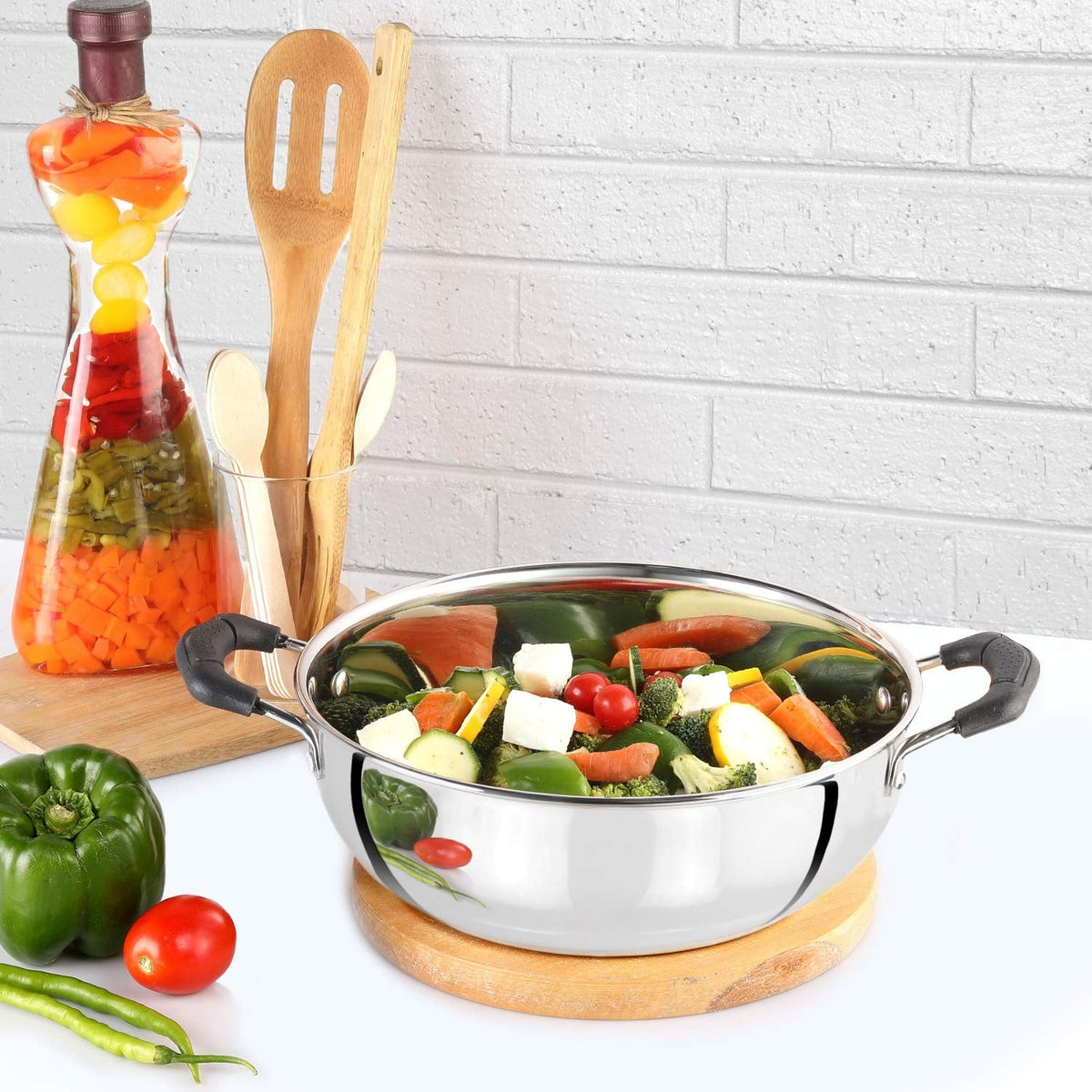 Induction Compatible Stainless Steel Kadhai - 3 L