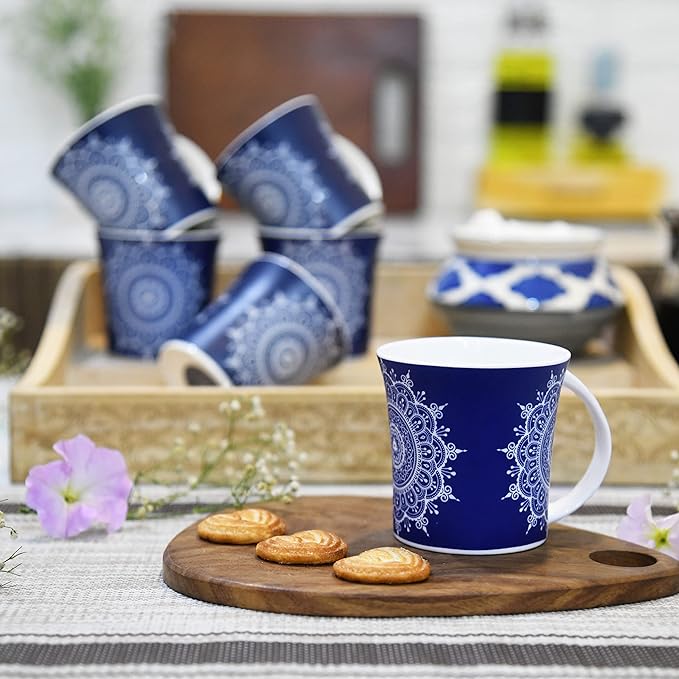 Ceramic Eternal Circle Tea Cups, Coffee Mugs, Set of 6 Each - 100 g (Pack of 6)