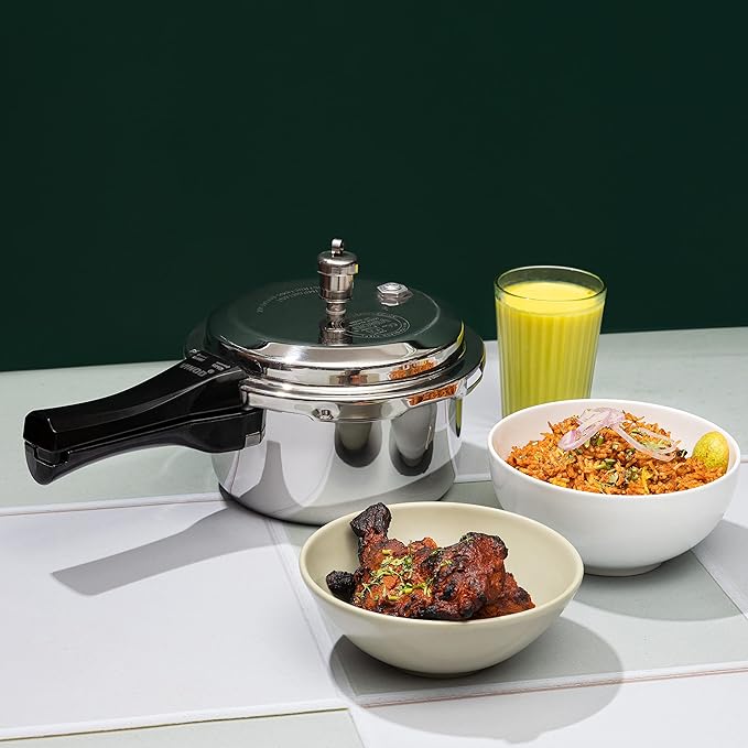 Triply Stainless Steel Outer Lid Pressure Cooker, Induction Base Pressure Cooker, 3 L Capacity