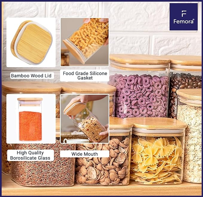 Kitchen Storage Jars Borosilicate Glass Jar With Wooden Lid Air Tight Jar, 1000 ml, Pack of 1