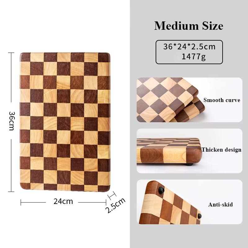 Solid Wood Double-Colored Cutting Board – Durable Anti-Skid Chopping Board for Slicing, Chopping, and Kitchen Prep