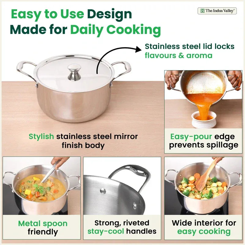 Triply Premium Stainless Steel Casserole Biryani Pot