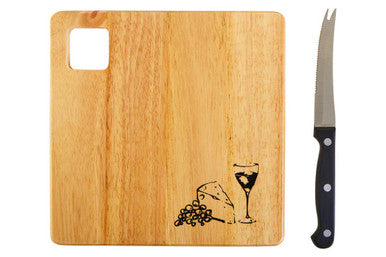Rubberwood Cheese Board and Knife Set