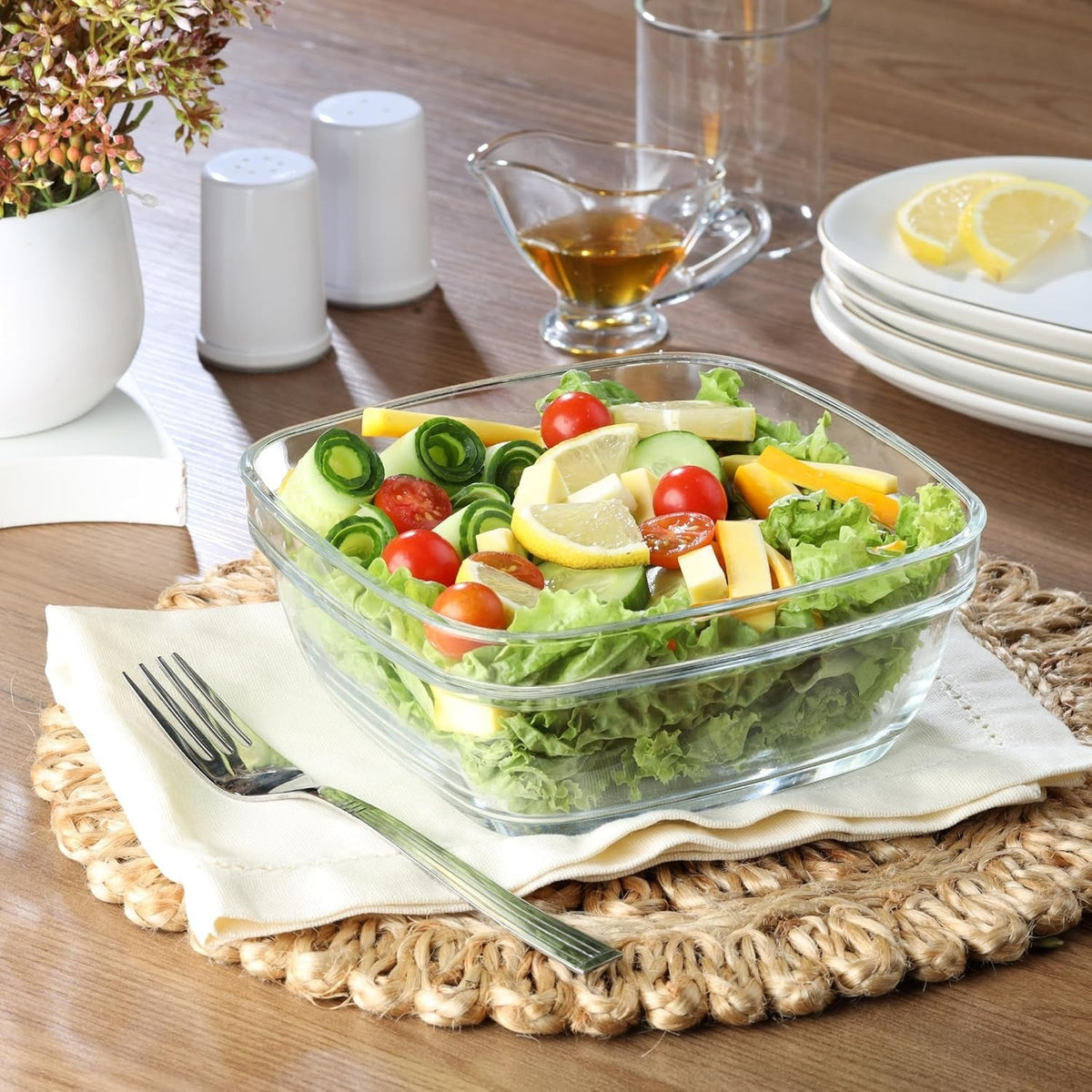 Square Serving Glass Bowl for Kitchen 1100 ml