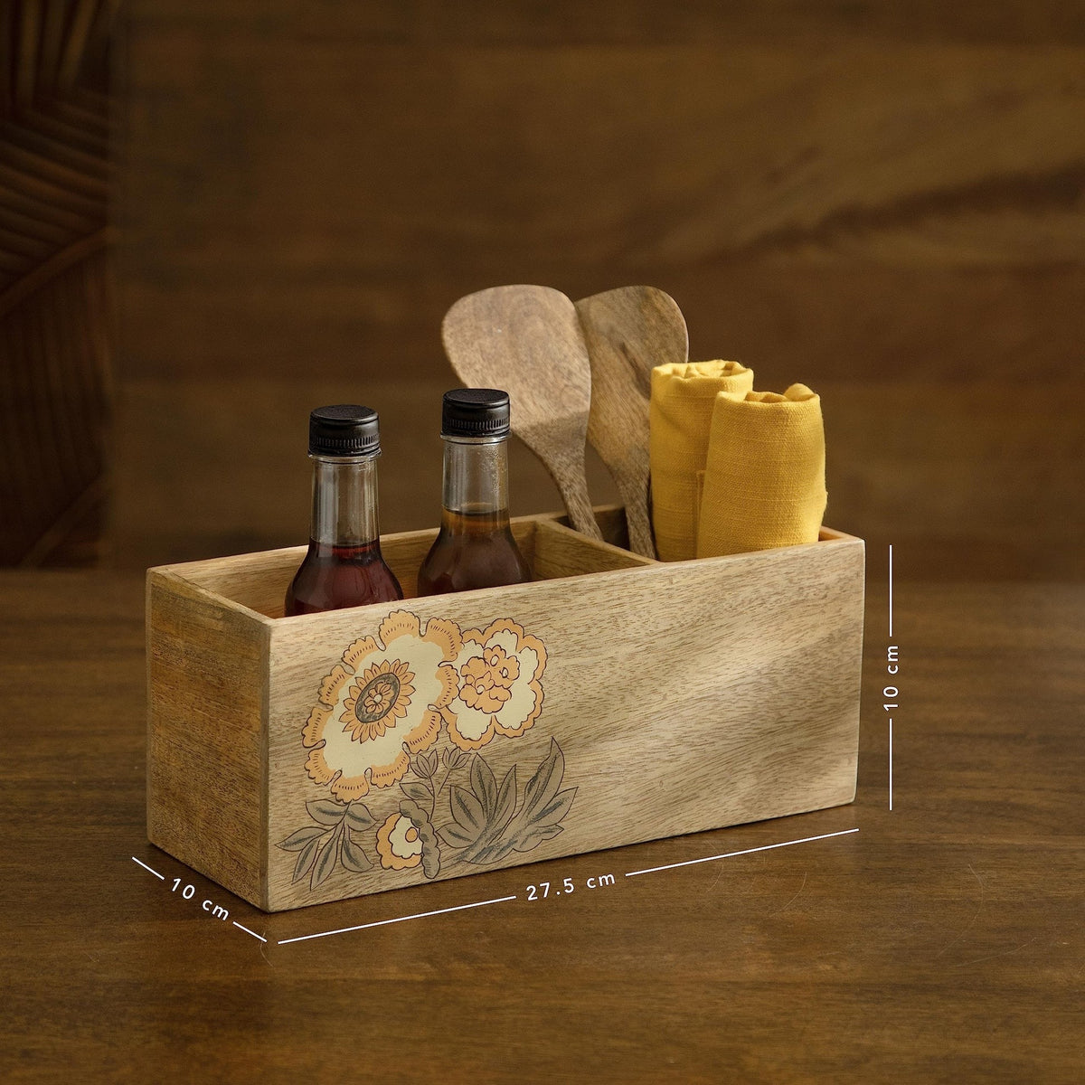 Wooden Cutlery Holder Premium Spoon Knife Fork Stand Handcrafted Tableware Storage Box