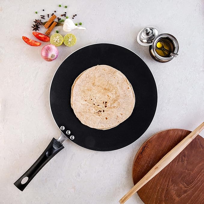Aluminium Non Stick Flat Multi Tawa - 32.5 cm, Triple Layer Ceramic Coating, 4 mm Extra Thick Roti Tawa