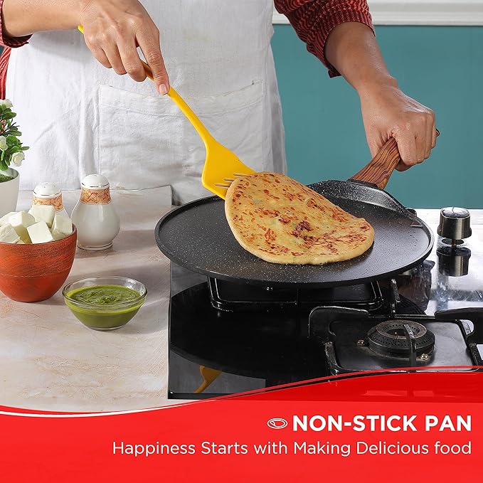Plus Aluminium Die Cast Non Stick Roti / Chapati Tawa - 31 cm, 5 mm Thick, 5 Layer Coating, Scratch Proof