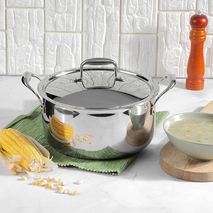 Triply Stainless Steel Saucepot With Stainless Steel Lid 4 L Capacity, 22 cm Diameter, Silver
