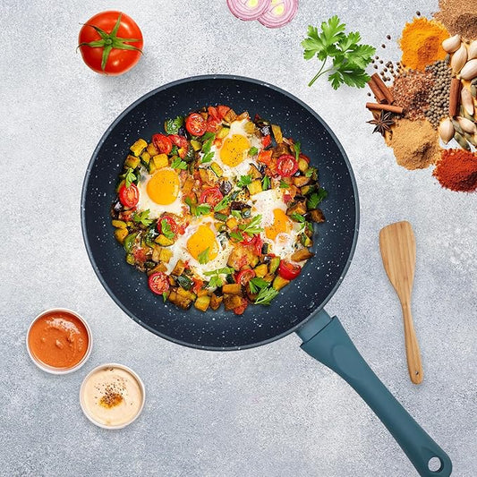 Non Stick Frying Pan 24 cm, Granite Omlette Egg Pan, Induction & Gas Fry Pan, Frying Pan Non Stick, Bezel