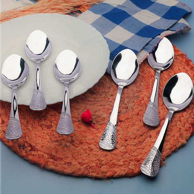 6 Pieces Stainless Steel Spoons Set 6 Dinner Spoons 16 cm