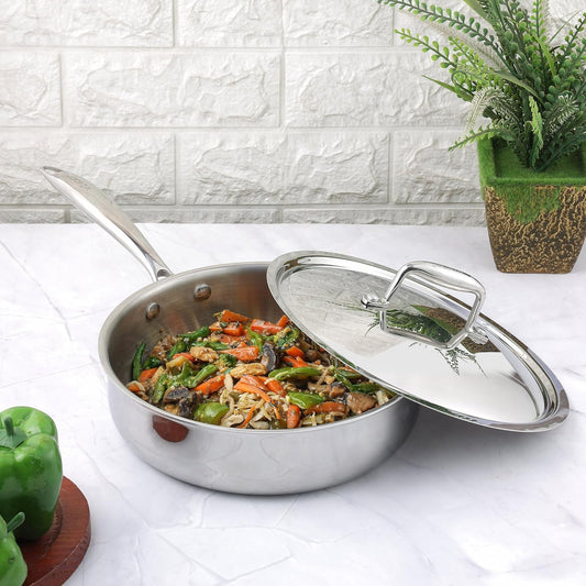 Triply Stainless Steel Sautepan With Lid, 2.6 L, 24 cm