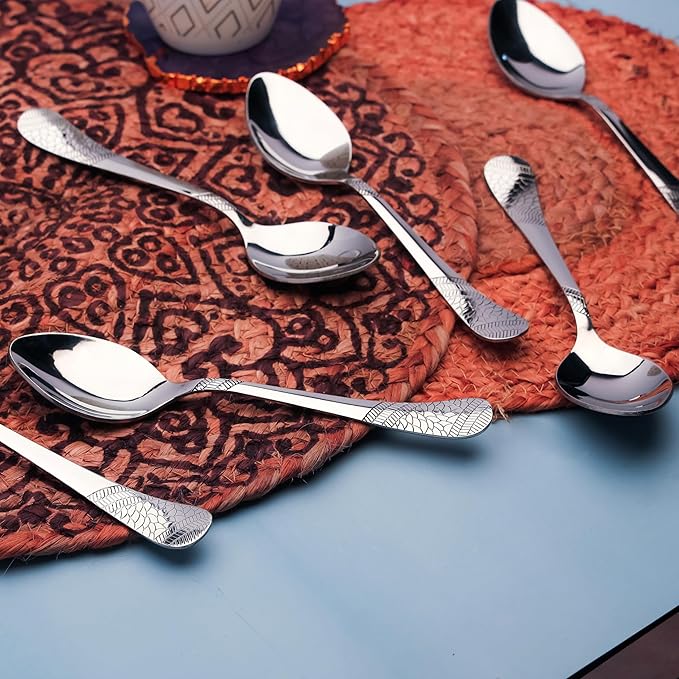 6 Pieces Stainless Steel Spoons Set 6 Dinner Spoons 16 cm