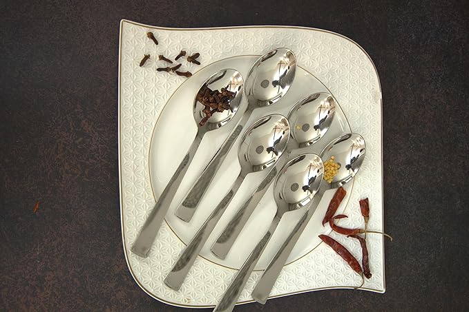 Stainless Steel Spoons Set of 12, Dinner Spoon Length 16 cm Food Grade Silverware for Home & Kitchen