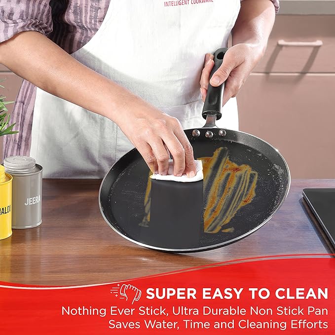 Aluminium Non Stick Dosa tawa - 32 cm, Flat Bottom Tawa, 5 mm Extra Thick, 3 Layer Ceramic Coating