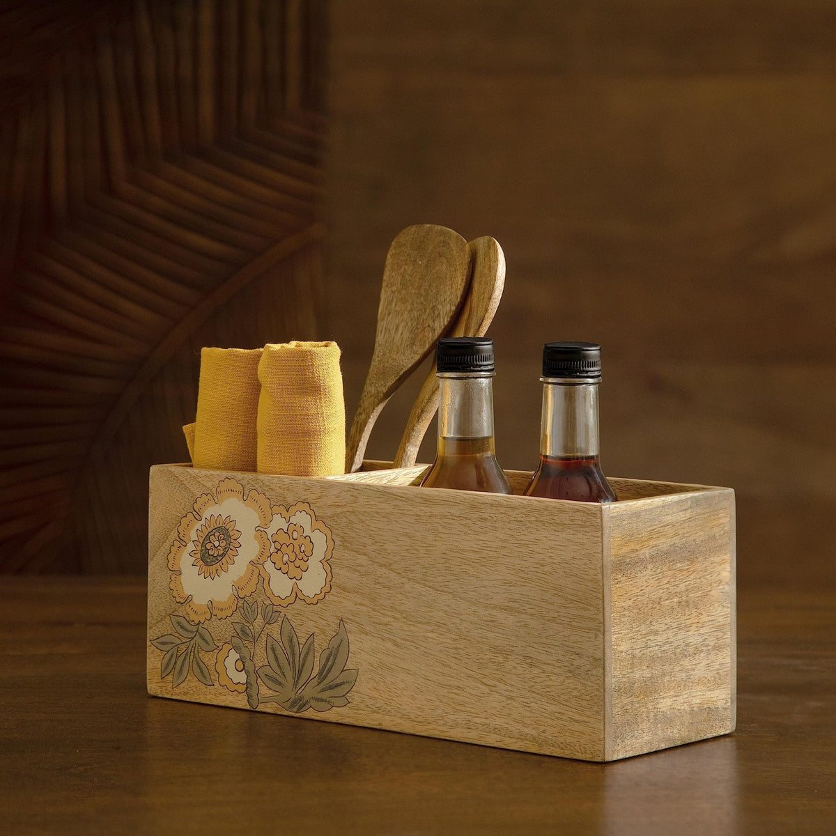 Wooden Cutlery Holder Premium Spoon Knife Fork Stand Handcrafted Tableware Storage Box
