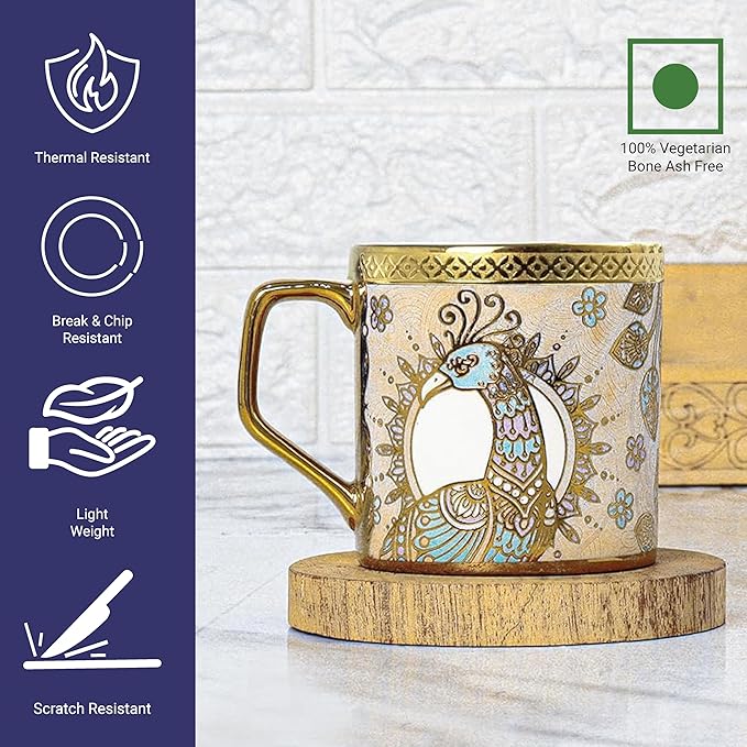 Bone China Gloden Tea Cup, Crowned Gold, 160 ml