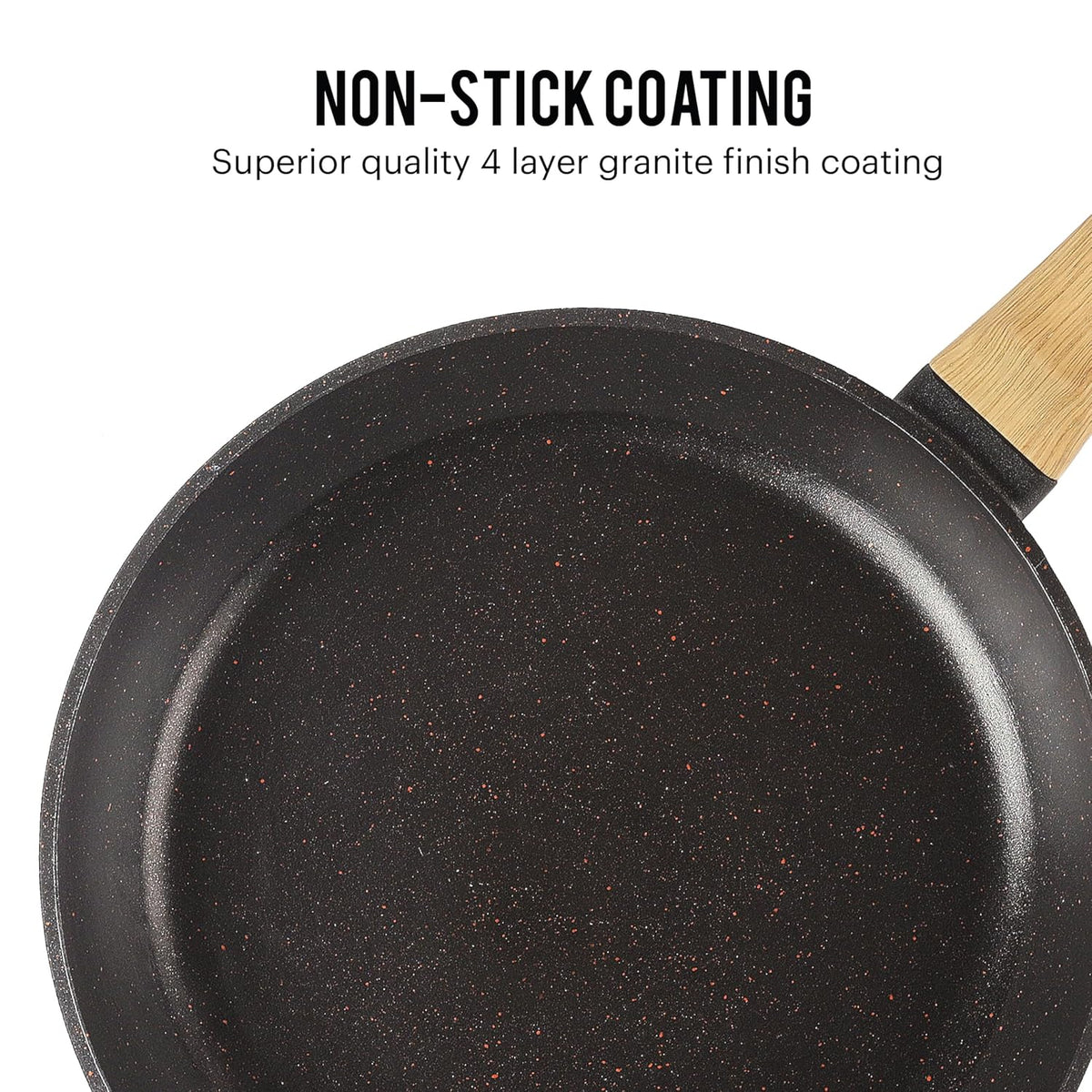 Die Cast Induction Taper Aluminium Fry Pan, Induction Base Fry Pan, Wooden Handle