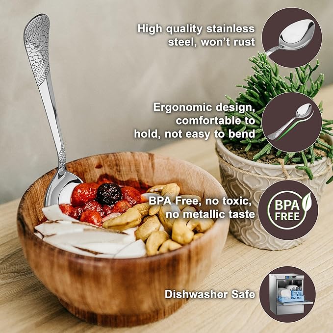 6 Pieces Stainless Steel Spoons Set 6 Dinner Spoons 16 cm