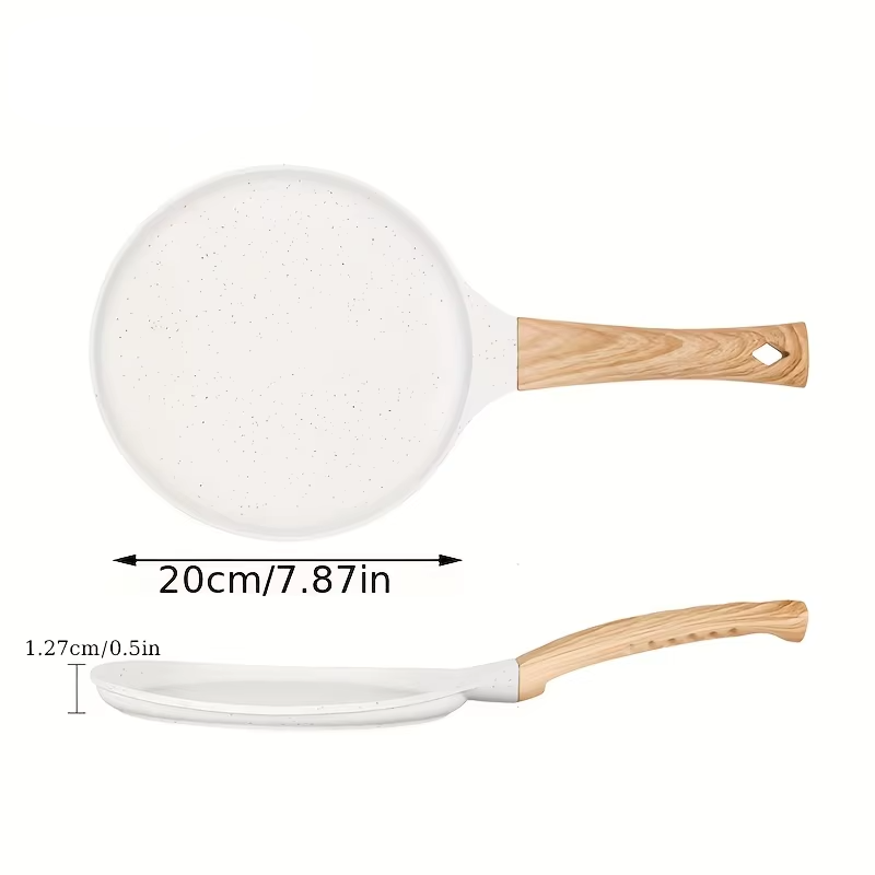 Non-Stick  Ceramic Coated  Flat Pan with Wooden Handle – Ideal for Flatbreads, Crepes, Pancakes, Tortillas, Eggs, Omelettes, Parathas, Roti, French Toast, Wraps, Tawa-Fried Fish, Quesadillas & Dosa –Available in 20cm, 24cm, 28cm Sizes
