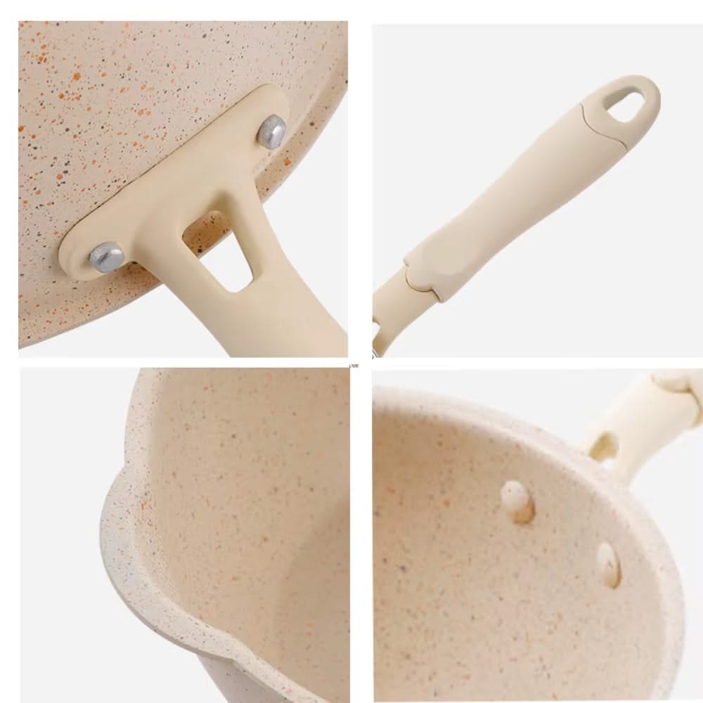 Non-Stick Deep Wok Frying Pan – 26cm Beige Aluminum, Durable for Gas and Induction Stoves, Perfect for Multiple Cooking Styles.