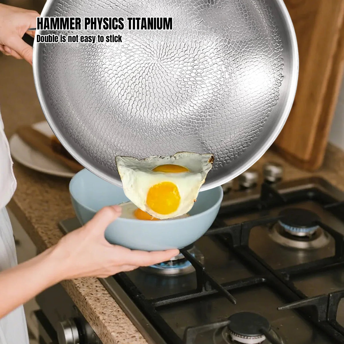 Pure Titanium Frying Pan with Lid – Uncoated Hammer Scale Non-Stick Titanium Alloy Skillet – Best for Searing & Healthy Cooking – Available in 26cm, 28cm & 30cm