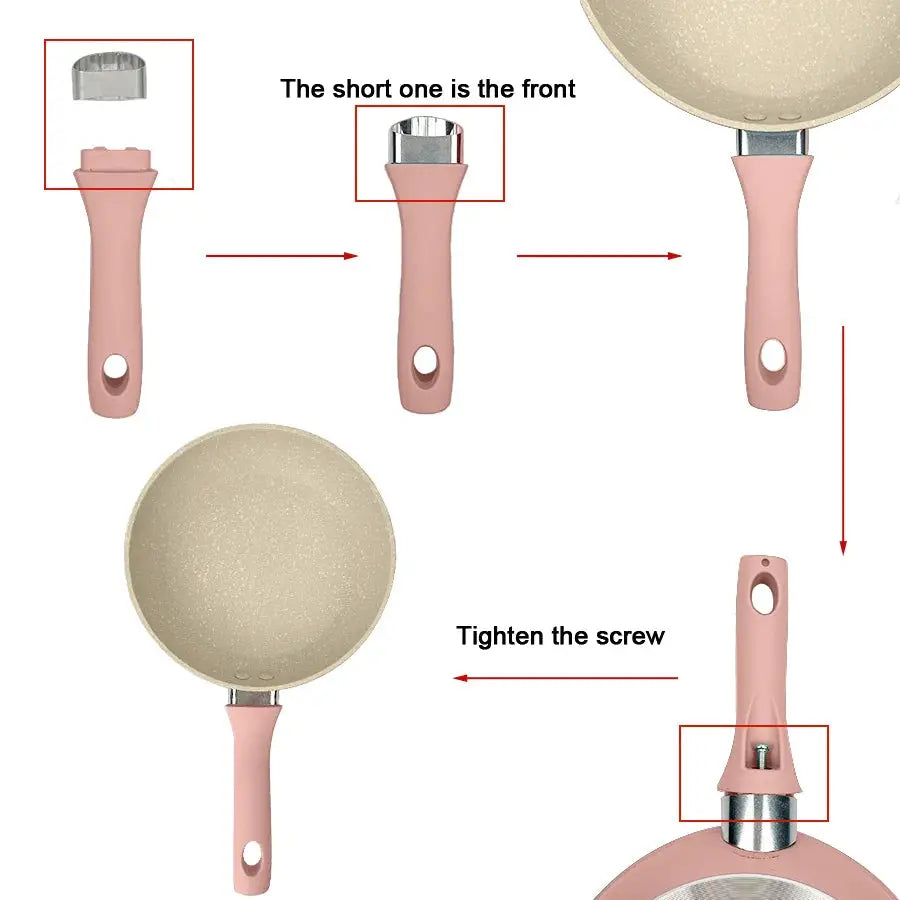 Pink 3-Piece Non-Stick Cookware Set – Aluminum Frying Pan & Saucepan with Reinforced Glass Lid – Compact Design for Home Kitchen Cooking – Works on Both Gas & Induction Stoves