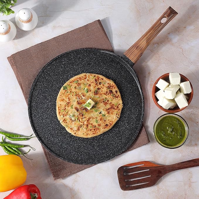 Plus Aluminium Die Cast Non Stick Roti / Chapati Tawa - 31 cm, 5 mm Thick, 5 Layer Coating, Scratch Proof