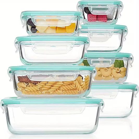 8 Piece Glass Food Storage Container Set with Sealed Lids – Multi-Size Meal Prep & Lunch Containers – Perfect for Pantry, Fridge & Food Preservation United Kingdom