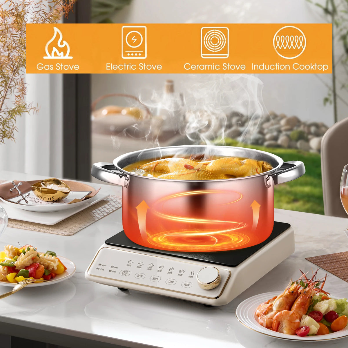 10 Piece Stainless Steel Cookware Set – 5 Cooking Pots 16cm to 24cm with Vented Glass Lids – Perfect for Induction, Gas & Family Cooking