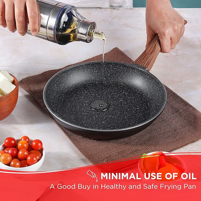 Plus Die Cast Aluminium Frypan - 24 cm, Skillet Pan for Frying, Saute, 5 mm Thick, 5 layer Coating