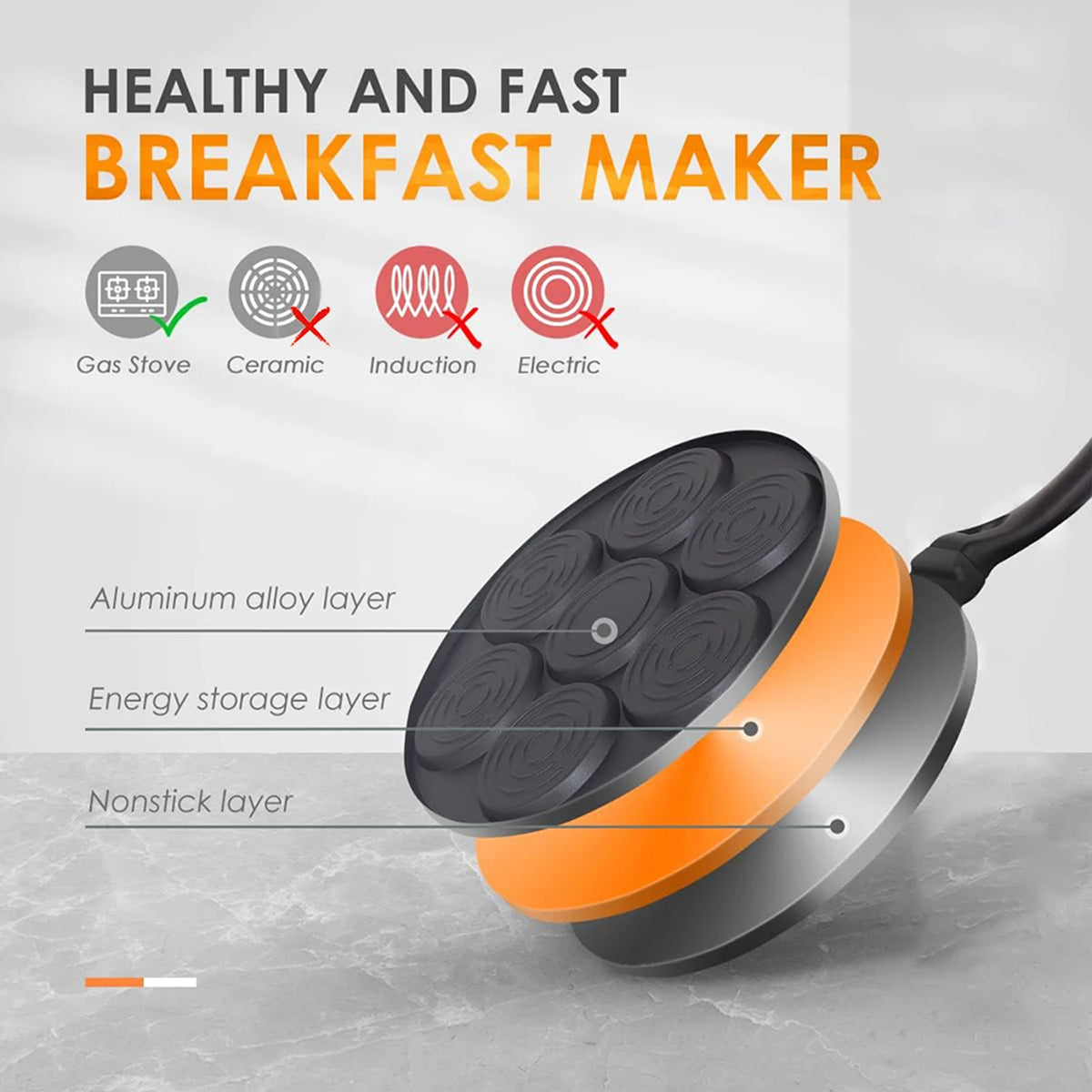 Animal Design Mini Pancake Maker – 7 Cavity Non-Stick Maifan Stone Griddle with Anti-Scald Handle – Great for Fun Kids' Breakfasts (28cm)