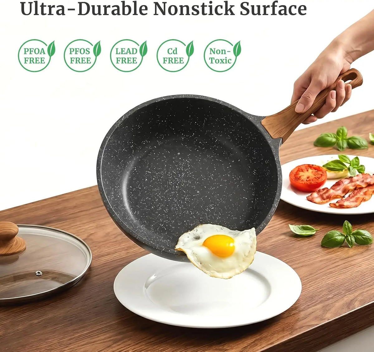 Non-Stick Deep Frying Pan with Glass Lid – Aluminium Sauté Pan for Gas & Induction – Great for Stir-Fries, Sauces & Shallow Frying – Available in 24cm, 26cm & 30cm