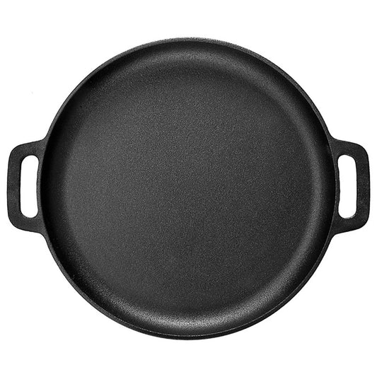Cast Iron Double Handle Frying Pan with Gloves – Thick Pre-Oiled Skillet for Pancakes, Pizza & Steaks – Perfect for Hob, BBQ & Outdoor Cooking (28cm) United Kingdom