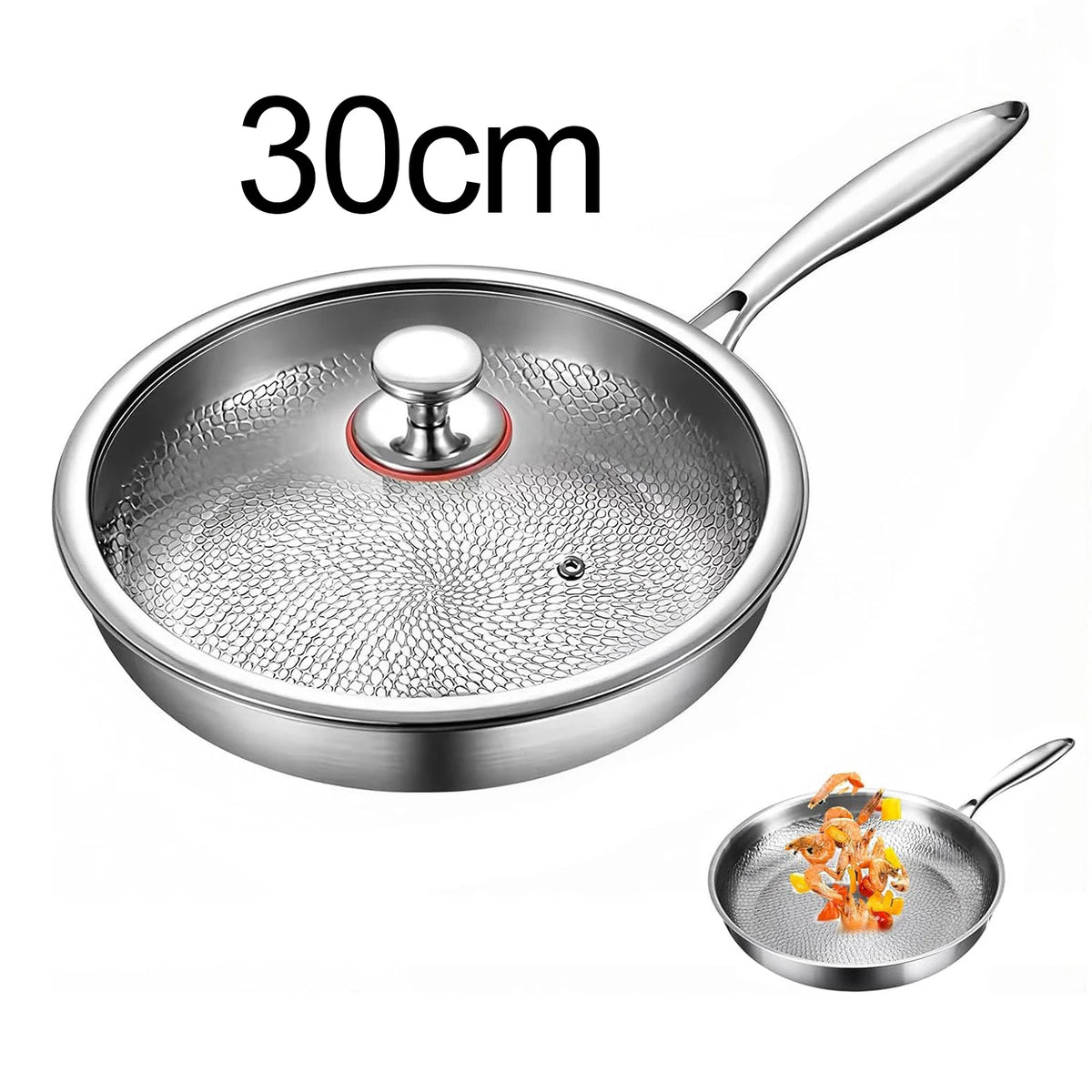 Titanium Non-Stick Frying Pan with Glass Lid – Scratch Resistant 3-Layer Skillet – Ideal for Frying, Searing & Everyday Cooking – Available in 26cm, 28cm & 30cm