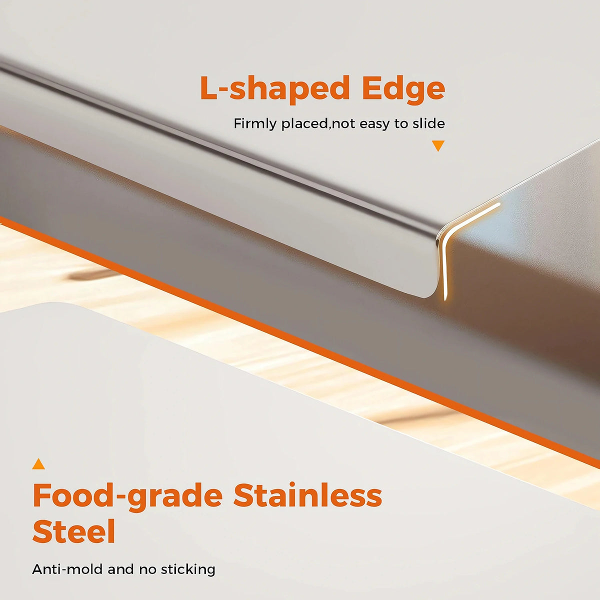 Large Stainless Steel Pastry & Chopping Board with Lip – Heavy Duty Non-Slip Baking Mat & Worktop Protector – Best for Dough, Pastry & Meat (50 x 60cm)