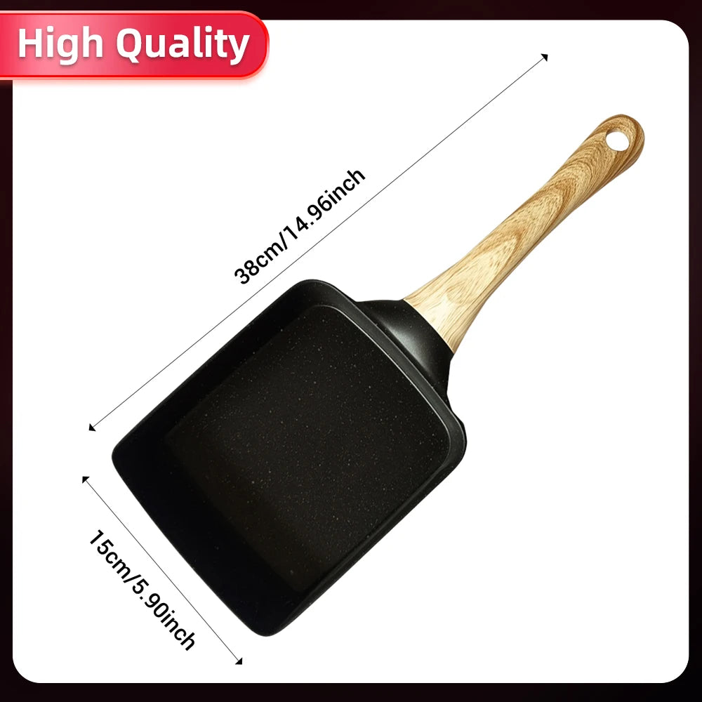 Square Tamagoyaki Egg Pan – Non-Stick Stone-Coated Omelette Pan with Heat-Insulated Handle – Great for Rolled Omelettes & Breakfast Eggs (20cm)