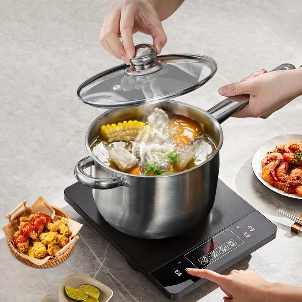 Stainless Steel Deep Fryer Pot with Basket & Lid – Family Size Chip Pan for Induction & Gas – Great for Chips, Chicken & Tempura (19.5cm)
