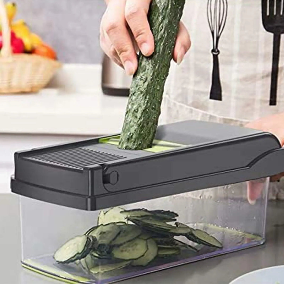 16-in-1 Vegetable Chopper with 1.5L Container – Salad, Fruit & Veg Slicer, Dicer & Grater with Peeler – Perfect for Fast Meal Prep