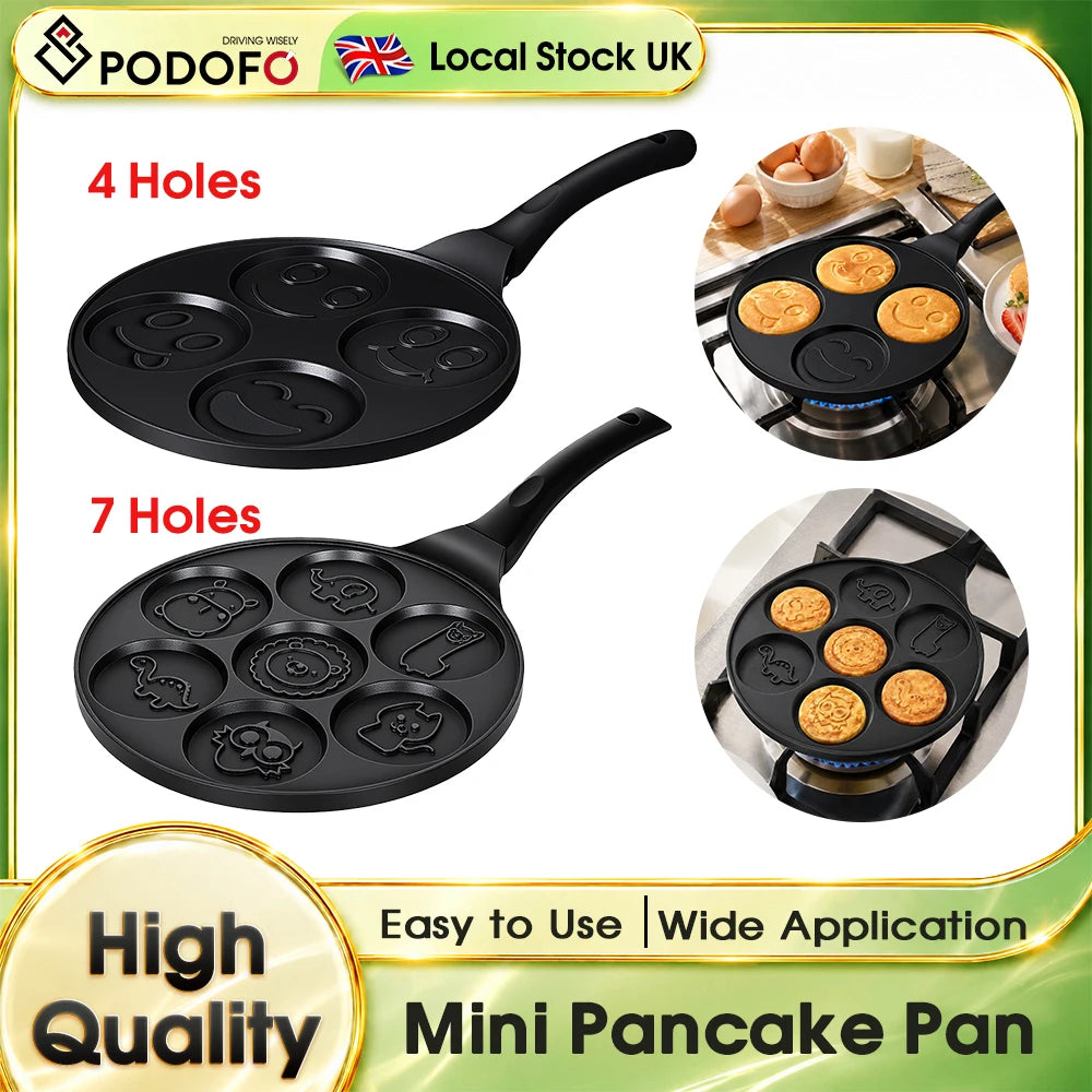 Mini Pancake Pan – Non-Stick Die-Cast Aluminium Griddle with Pancake Moulds – Best for Kids' Breakfasts, Pancakes & Fried Eggs – Available in 4 & 7 Holes